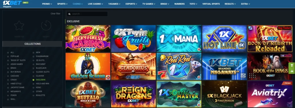 Exclusive games at 1xBet Online Casino