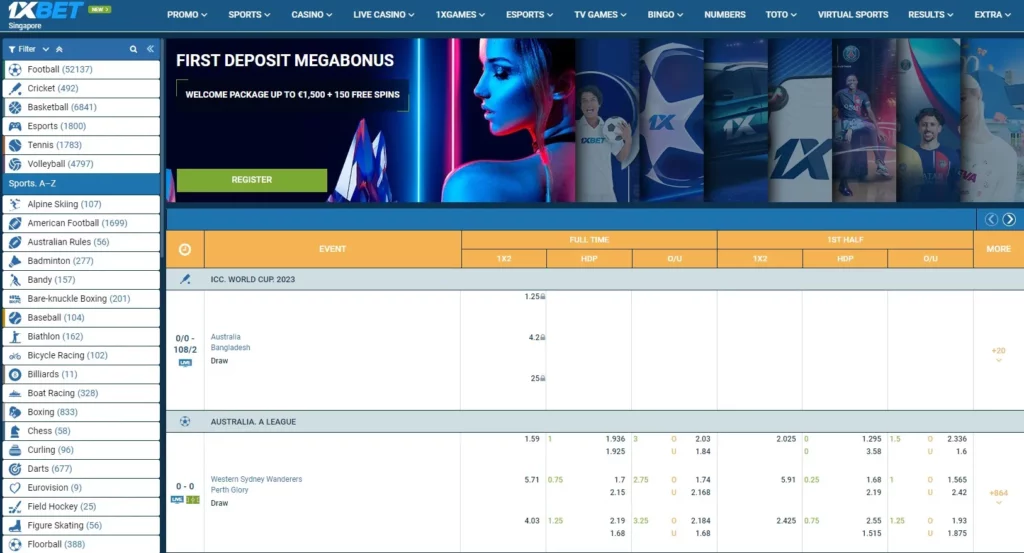 1xBet sports betting features