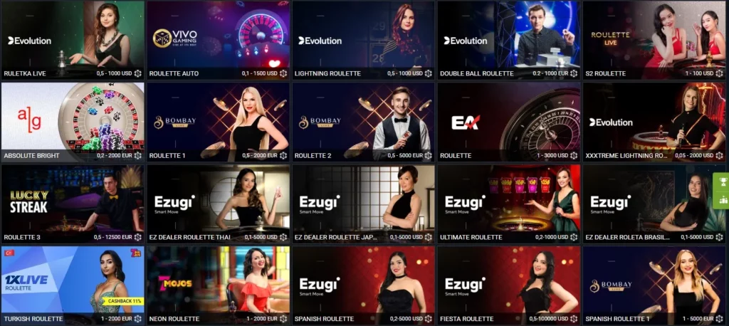 Live roulette games at 1xBet Live Casino