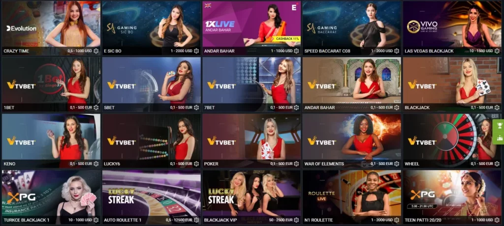 Live dealer games at 1xBet Online Casino