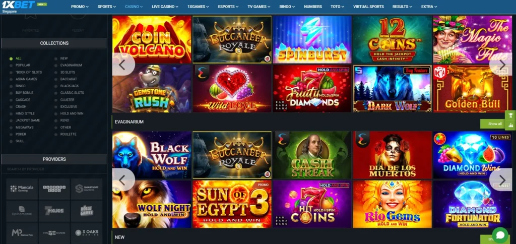 Online Casino in 1xBet mobile app