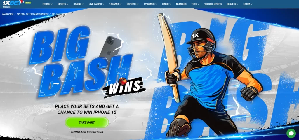Big Bash Wins Promotion for Cricket Betting from 1xBet Singapore