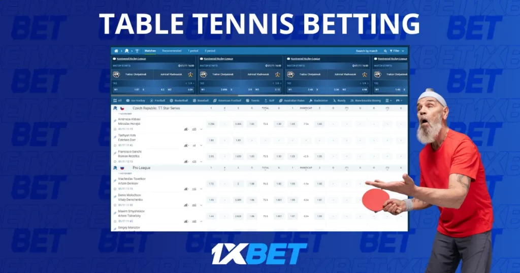 Betting on Table Tennis at 1xBet Singapore