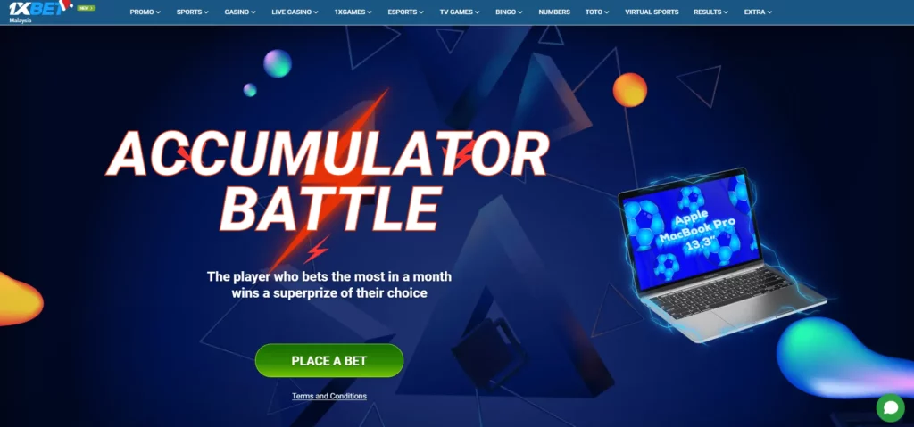 Accumulator Battle Promotion from 1xBet Singapore: Bet the most in a month and win a superprize at your choice