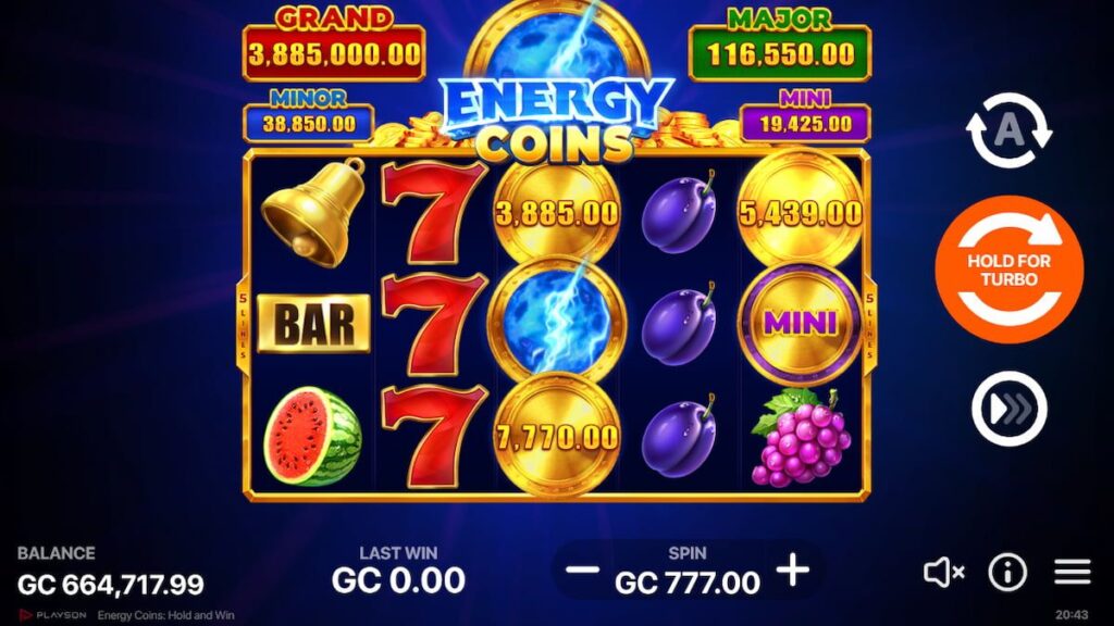 Energy Coins: Hold and Win slot at 1xBet Singapore